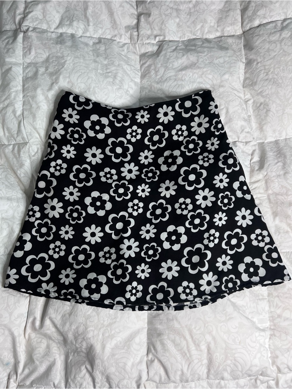 Hollister Black & White Floral A-Line Skirt